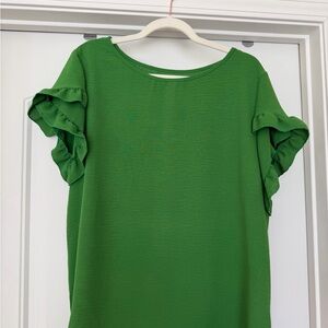 SHEIN Vibrant Green Ruffle Sleeve Blouse